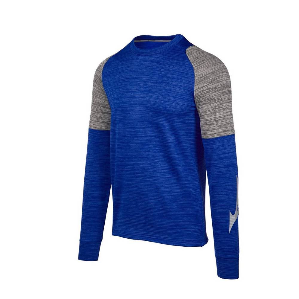 Camiseta Mizuno Velocity Long Sleeve Crew - Homem - Azul Marinho - EDVKL4315